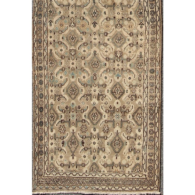 Textile Vintage Hamadan Runner in Neutral Warm Tones of Taupe, Brown, L. Brown For Sale - Image 7 of 8