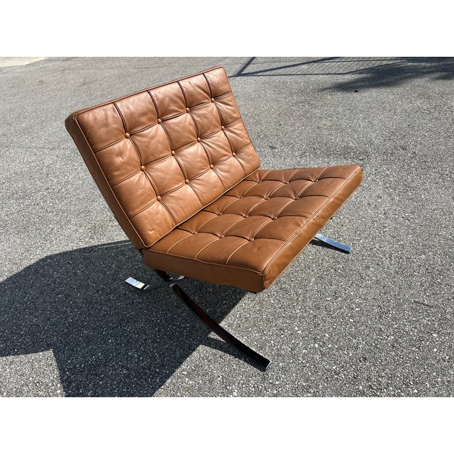 Midcentury Barcelona Style Chair in Stainless Steel and Leather For Sale - Image 11 of 14