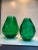 Glass 2020s Italian Green Cristal Handmade Cut Vases - Set of 2 For Sale - Image 7 of 9