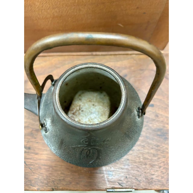 Late 19th Century Antique Japanese Cast Iron Tea Pots on Cast Iron Hibachi Stand For Sale - Image 10 of 12
