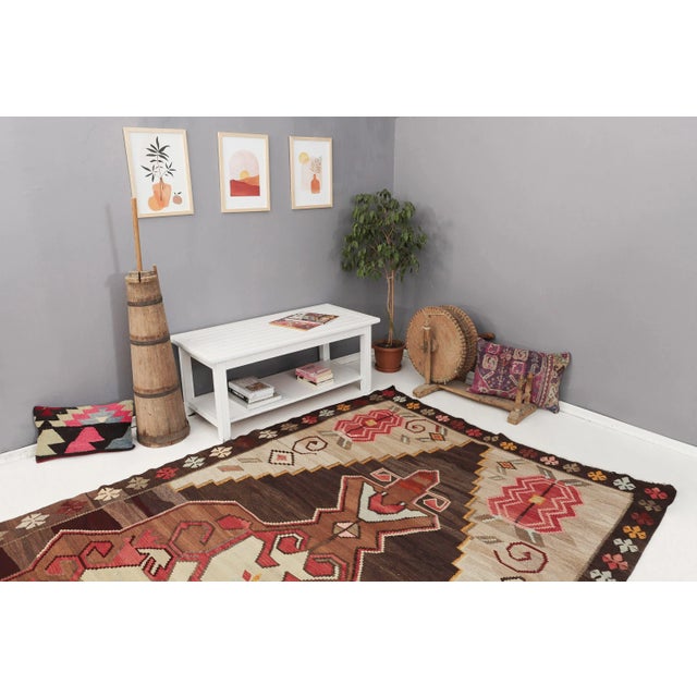 Vintage Turkish Kars Kilim Rug For Sale In Los Angeles - Image 6 of 7