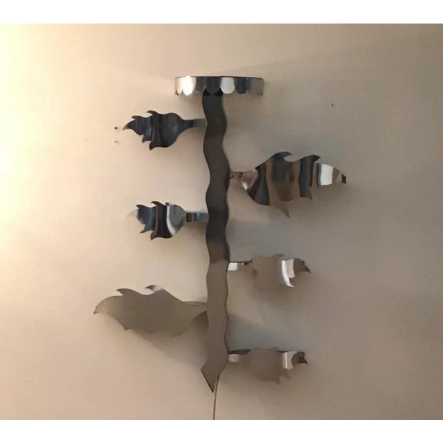 Vintage Modern Chrome Tree Design Wall Shelf With Lights For Sale - Image 4 of 13
