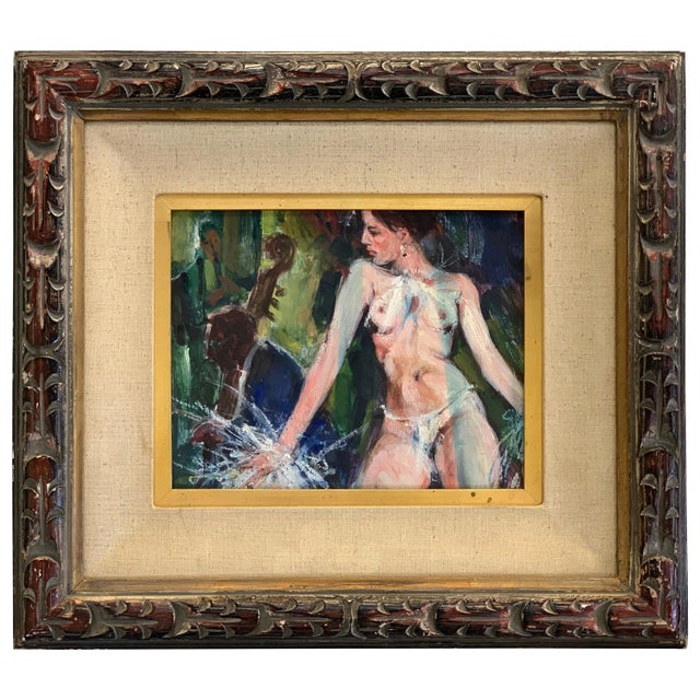 Illinois Artist Walter Moskow Nude "Vegas at Night" Oil on Board For Sale - Image 12 of 12