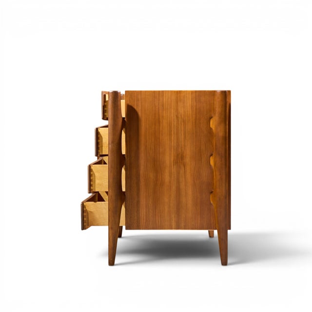 Mid 20th Century William Hinn Mid Century Walnut Curved Front Lowboy Dresser For Sale - Image 5 of 8