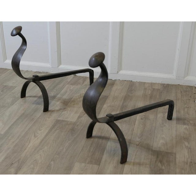 French Gothic Iron Andirons, 1800, Set of 2 For Sale - Image 3 of 6