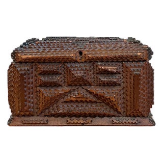 Vintage Tramp Art Wood Box For Sale