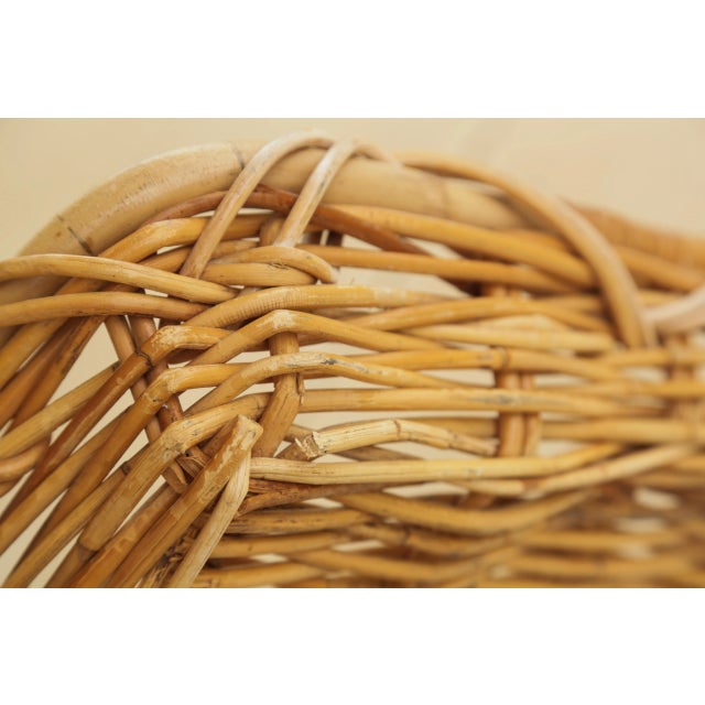 Tan 1950s Mid-Century Chunky Rectangular Wicker Bread Basket With Handles For Sale - Image 8 of 18