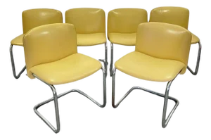 Vintage Chairs in Chrome Plated Steel, 1970s, Set of 6