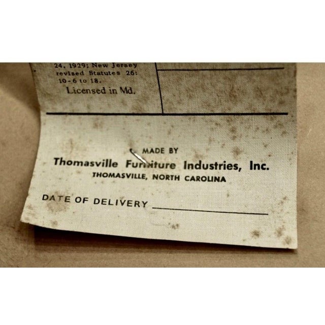 Brown Set of 4 — Thomasville "Avenue" Collection Lyre-Back Cane Dining Chairs | c.1963 | Original Label For Sale - Image 8 of 11