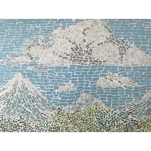 Blue 1950s Large American Alaskan Landscape Features Moose Micromosaic Panel For Sale - Image 8 of 12