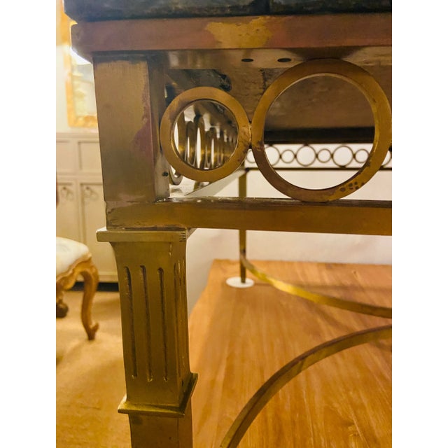 Hollywood Regency Granite Top on Brass Base Center Table For Sale - Image 4 of 13