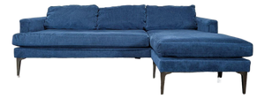 West Elm Blue Sectional Sofa With Right Chaise