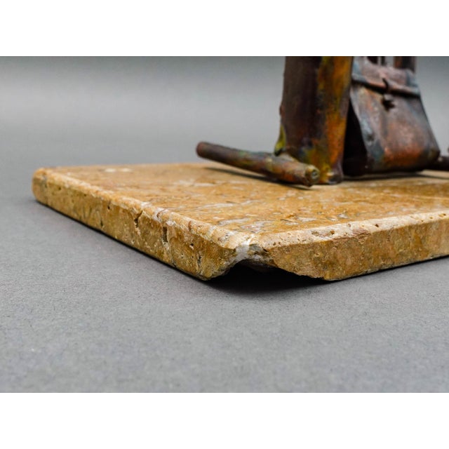 Jim Lewk Signed Brutalist Cpa Copper Art Sculpture with Marble Base For Sale - Image 10 of 12