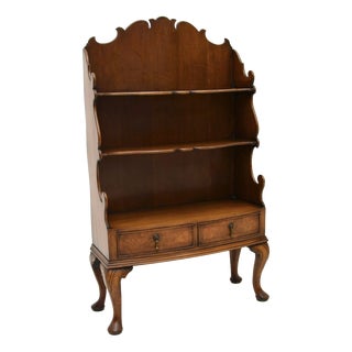 Antique Burr Walnut Cascading Open Bookcase, 1900s For Sale