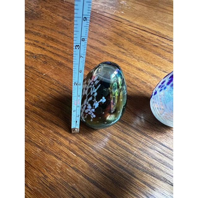 Abstract Trio of Blue Glass Vintage Paperweights For Sale - Image 3 of 10