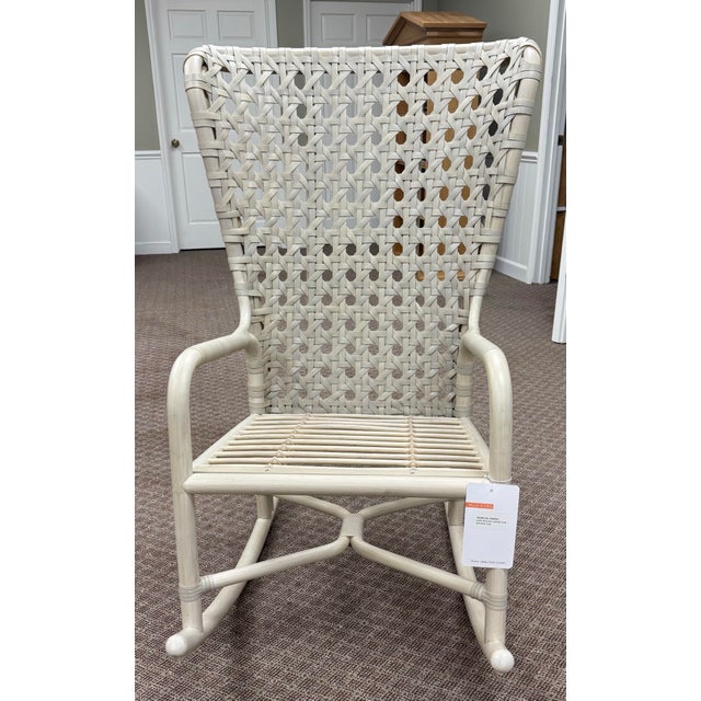 Pair of Nicole Hollis for McGuire Furniture Rattan Exalt Rocking Chairs For Sale - Image 10 of 12