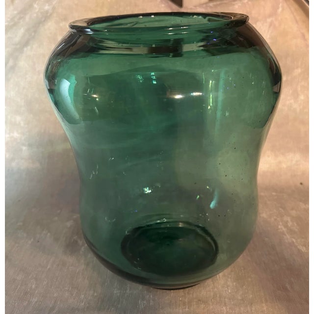 Rare & Unique Green Blown Glass Centerpiece Vase. Large vase can be used for virtually anything. Incredible statement...