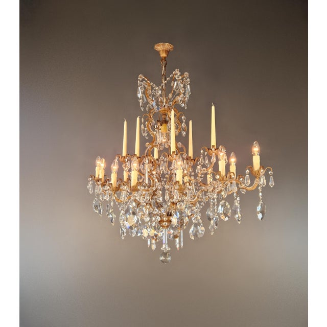 Metal Oval Italian Baroque Revival Crystal Chandelier Rococo Style Dining Room Ceiling For Sale - Image 7 of 17