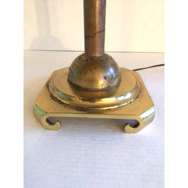 1950s Brass Table Lamp With Brass and Glass Shade For Sale - Image 10 of 10