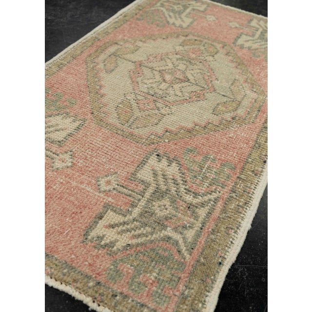 Textile Turkish Mini Rug Oriental Hand Knotted Vintage Rug 1'9" x 3'4" #21138 For Sale - Image 7 of 8