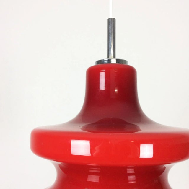 German Red Opal Glass Hanging Light from Peill & Putzler, 1970s For Sale - Image 6 of 10