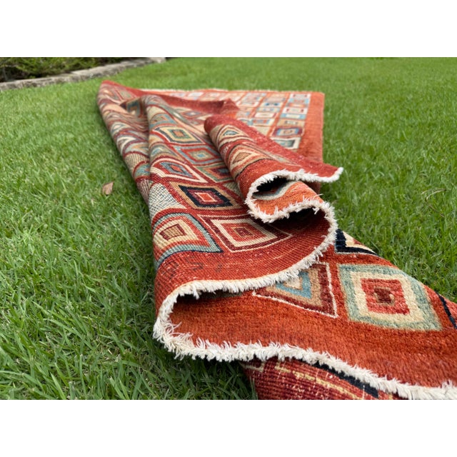 Contemporary Vintage Hand-Knotted Pakistani Gabbeh Wool Textile Art Rug For Sale - Image 3 of 12