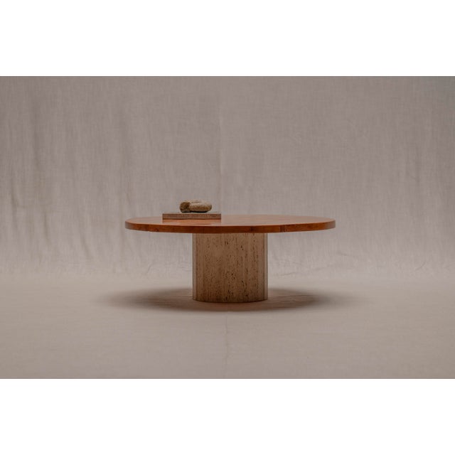 A striking and sculptural extra large vintage French Brutalist coffee table from the 1960s, defined by its bold yet...