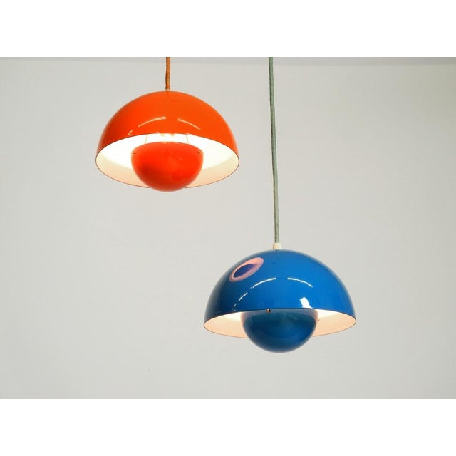 Metal Enamelled Double Shade Flower Pot Pendant Lamp by Verner Panton for Louis Poulsen, Denmark, 1970s For Sale - Image 7 of 18