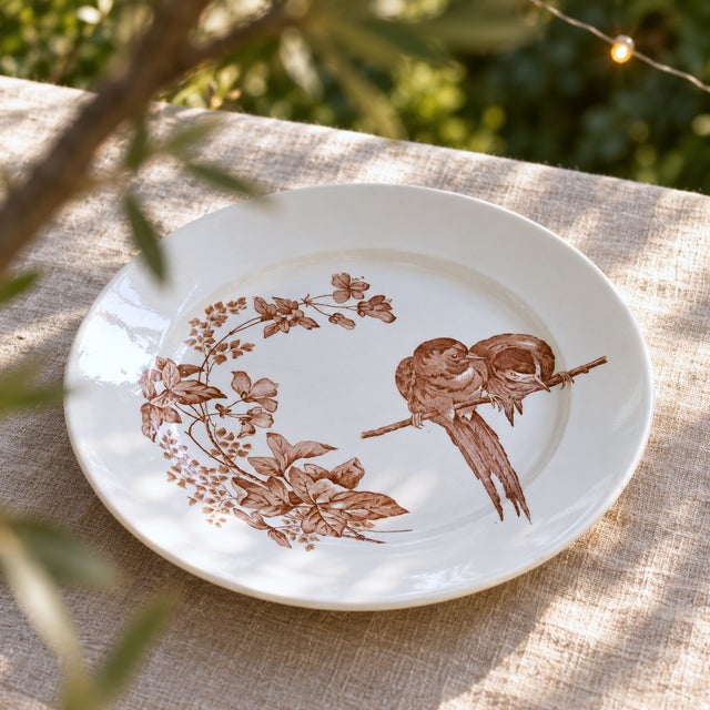 Vintage French Round Platter from Longwy, 1870 For Sale - Image 3 of 8