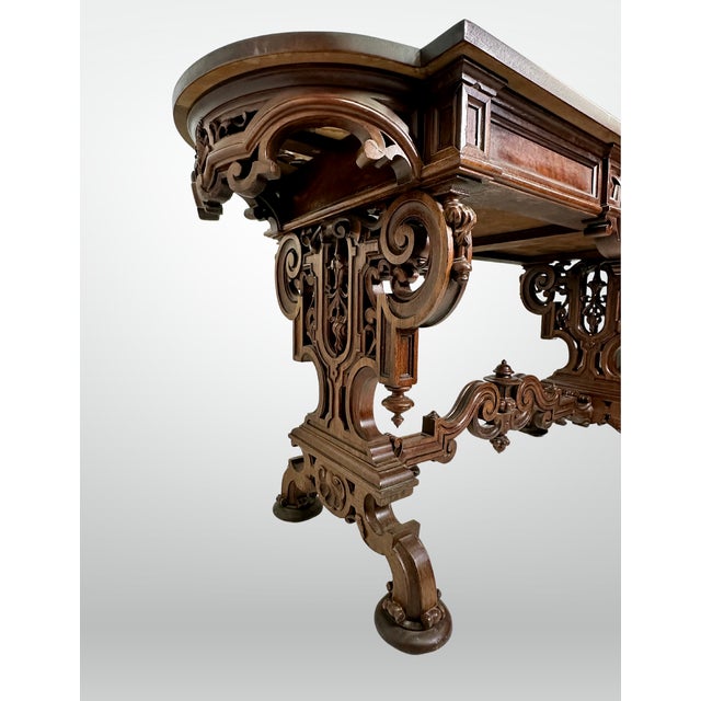 Mid 19th Century Antique J. & j.w. Meeks Rococo Library Table For Sale In Greensboro - Image 6 of 11