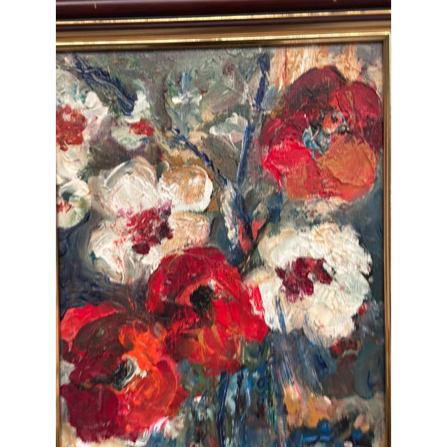 L. Stokes, Red Poppies and White Blossoms, 1960s, Oil Painting on Canvas, Framed For Sale - Image 4 of 18