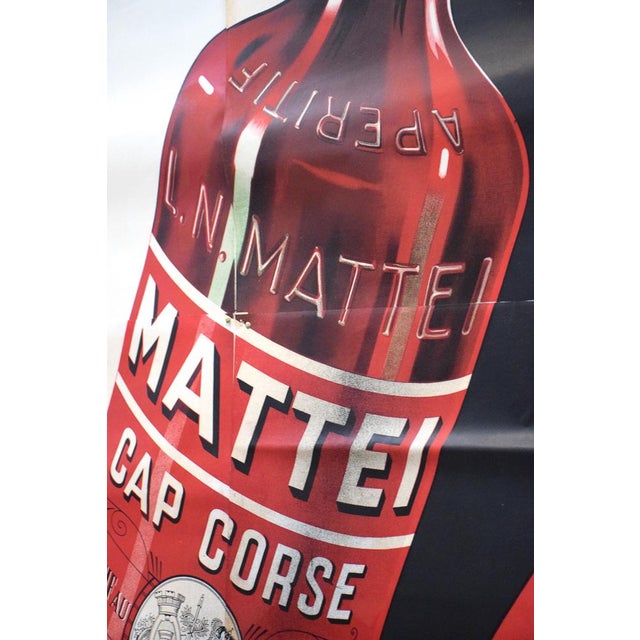 Large Mattei Cap Corse Advertising Poster by Rene Bougros, 1950s For Sale - Image 12 of 18