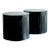 Postmodern Glass-Topped Black Rolling Cylinder Side Tables For Sale