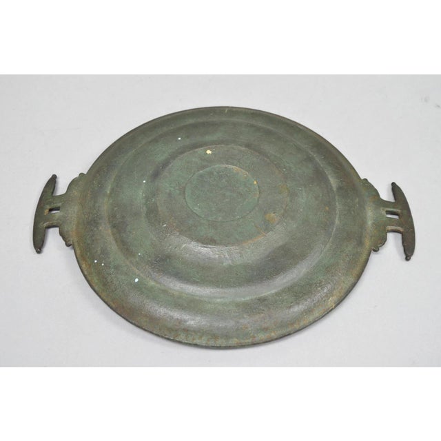 Brown Vintage Roman Classical Style Figural Cast Iron Twin Handle Charger Dish For Sale - Image 8 of 12