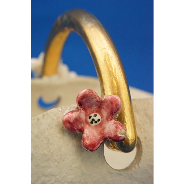 Art Deco Basket Vase in Majolicated Ceramic by Dante Baldelli, 1920s For Sale - Image 11 of 18