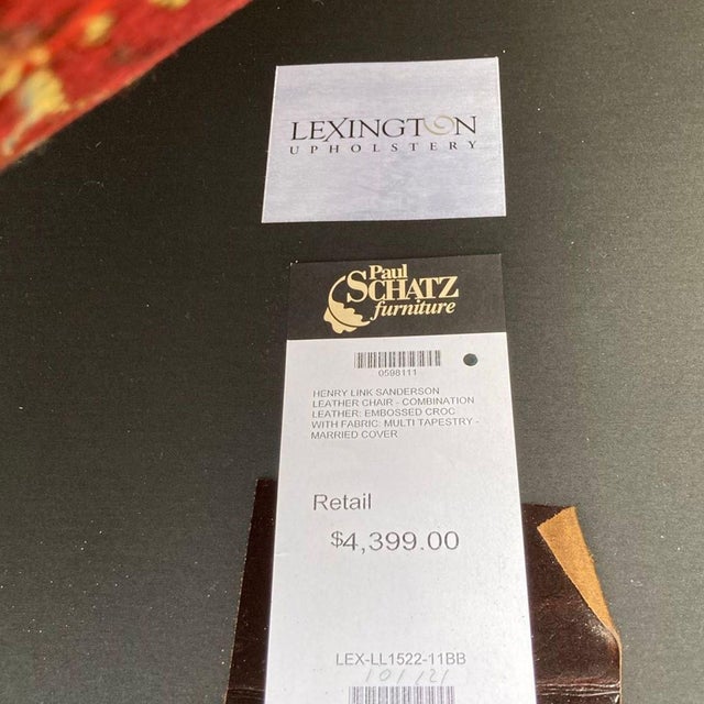 Red Paul Schatz Lounge Chair With Floral Red Upholstery and Wood Frame For Sale - Image 8 of 10