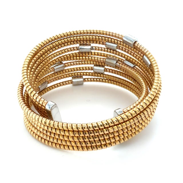 18k Bicolor Gold and Diamond Wrap Bangle Bracelet For Sale In Chicago - Image 6 of 6
