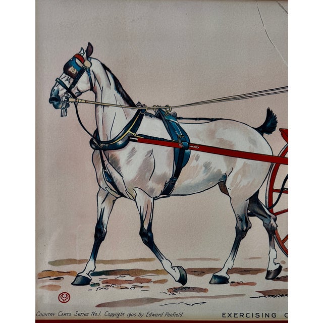 Tan Pair Framed Edward Penfield “Country Carts” Equestrian Color Lithographs, 1900 For Sale - Image 8 of 18
