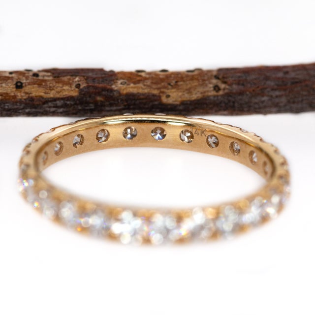 White Lab-Created Diamond Eternity Band in Solid 14k Yellow Gold | Stackable Ring, Size 6.75 For Sale - Image 8 of 8