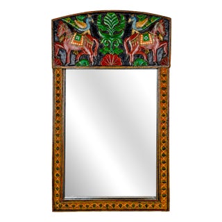 Vintage Wooden Wall Mirror, India, 1970s For Sale