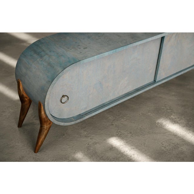 Mid-Century Modern Italian Turquoise Streamline Wood Sideboard, 1960s For Sale - Image 6 of 18