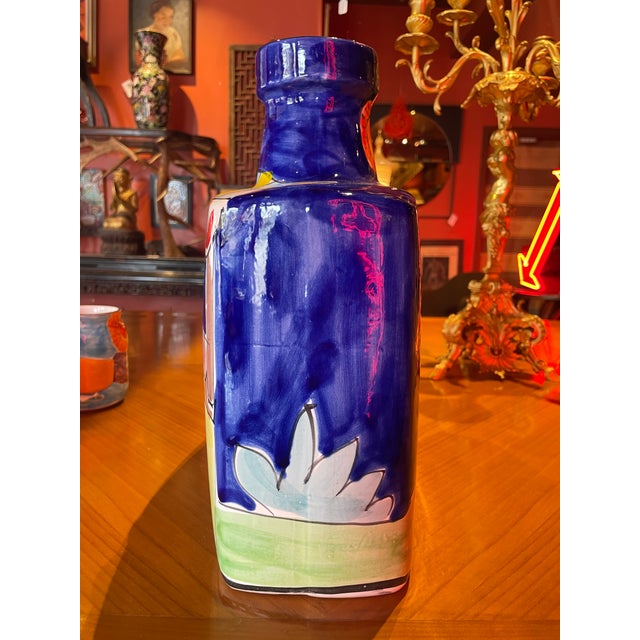 Ceramic 1960s Desimone-Style Massive Italian Ceramic Painted Vase For Sale - Image 7 of 9