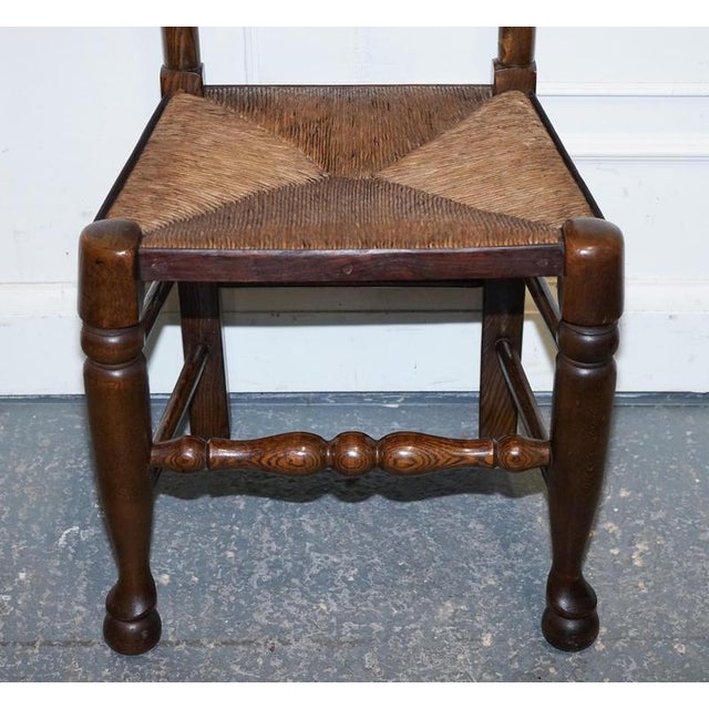 Antique English Rush Seat Ladderback Dining Chairs, 1910s, Set of 6 For Sale - Image 14 of 18