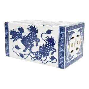 Chinese Blue and White Fu Lion Headrest, C. 1900