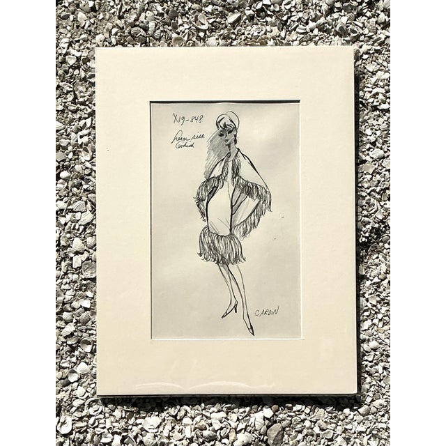Paper Vintage Boho 70s Original Cardin Sketch For Sale - Image 7 of 11