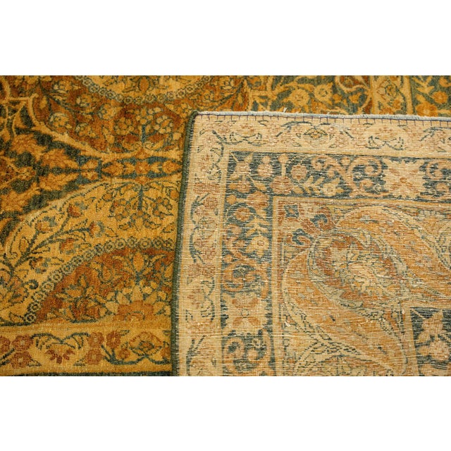 1840s Royal Blue Painterly Floral Motifs Antique Knotted Persian Silk Kirman Rug For Sale - Image 9 of 9