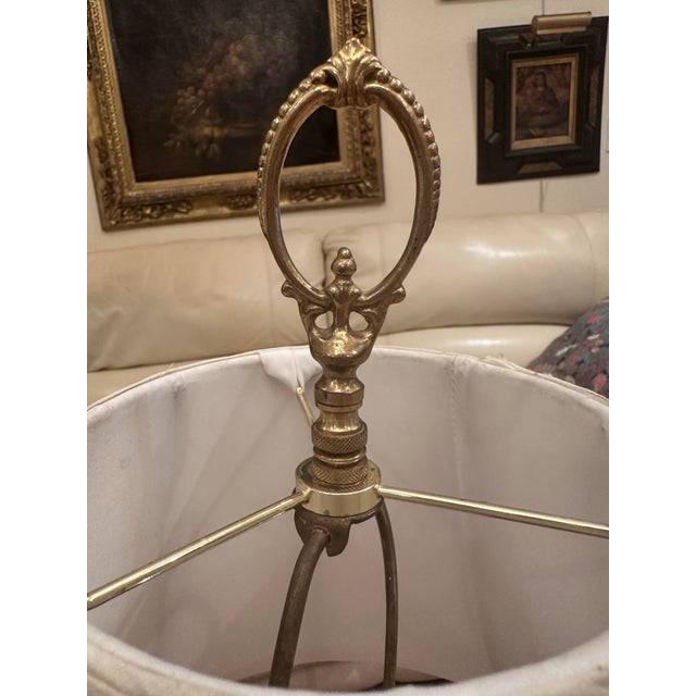 Transparent An American Art Deco Frosted Glass and Brass "Four Seasons" Table Lamp. For Sale - Image 8 of 8