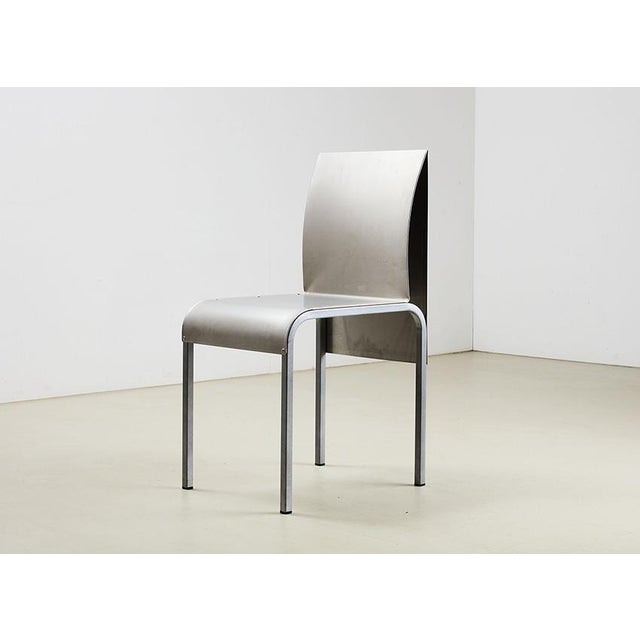 Vintage Belgian Dining Set in Aluminum and Steel, 1990s, Set of 9 For Sale - Image 14 of 16