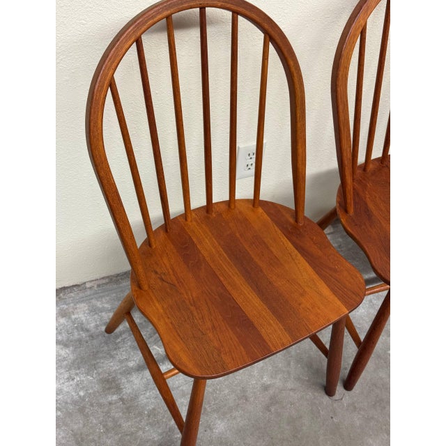 1960s Set of 3 Danish Modern Teak Dining Chairs by Erik Ole Jørgensen for Tarm Stole 1960s For Sale - Image 5 of 9