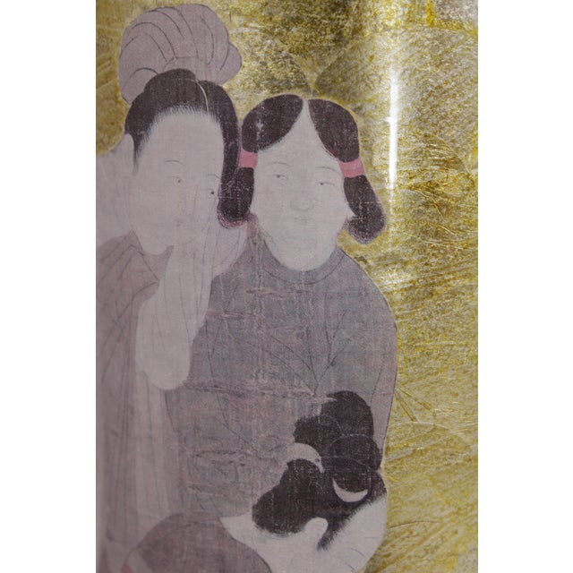 1980s Chinese Eglomise Glass Canister Lamps - a Pair For Sale - Image 14 of 17